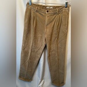 Geoffrey Beene Men’s 34x31 Khaki Corduroy Pleated Trousers Cuffed Casual